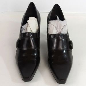 Franco Sarto brown leather heels women size 9.5 M.